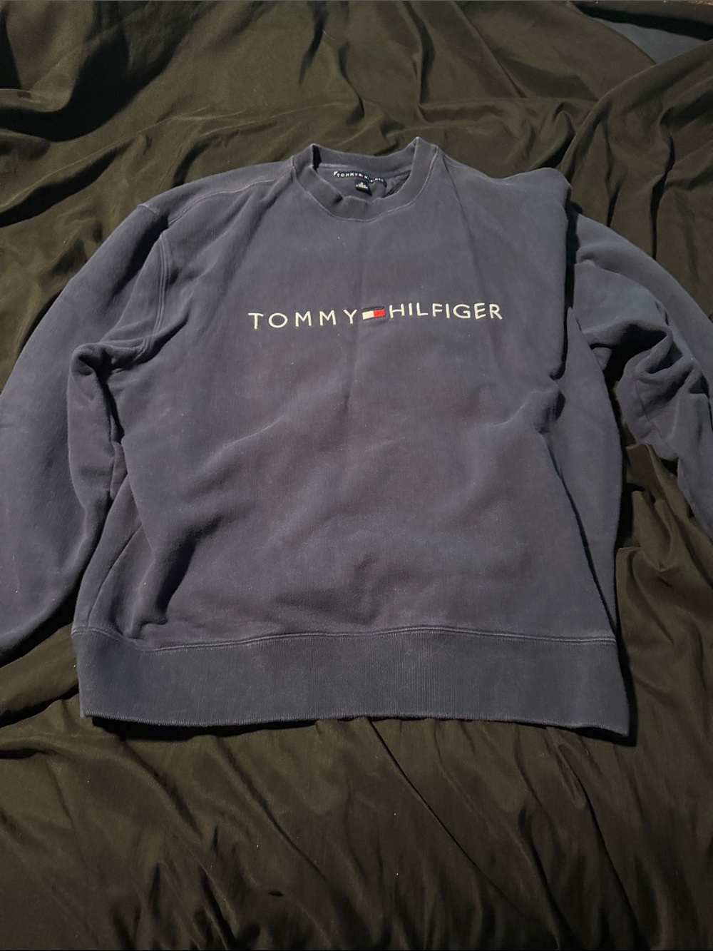Tommy Hilfiger Navy Crewneck Sweatshirt with Center Logo